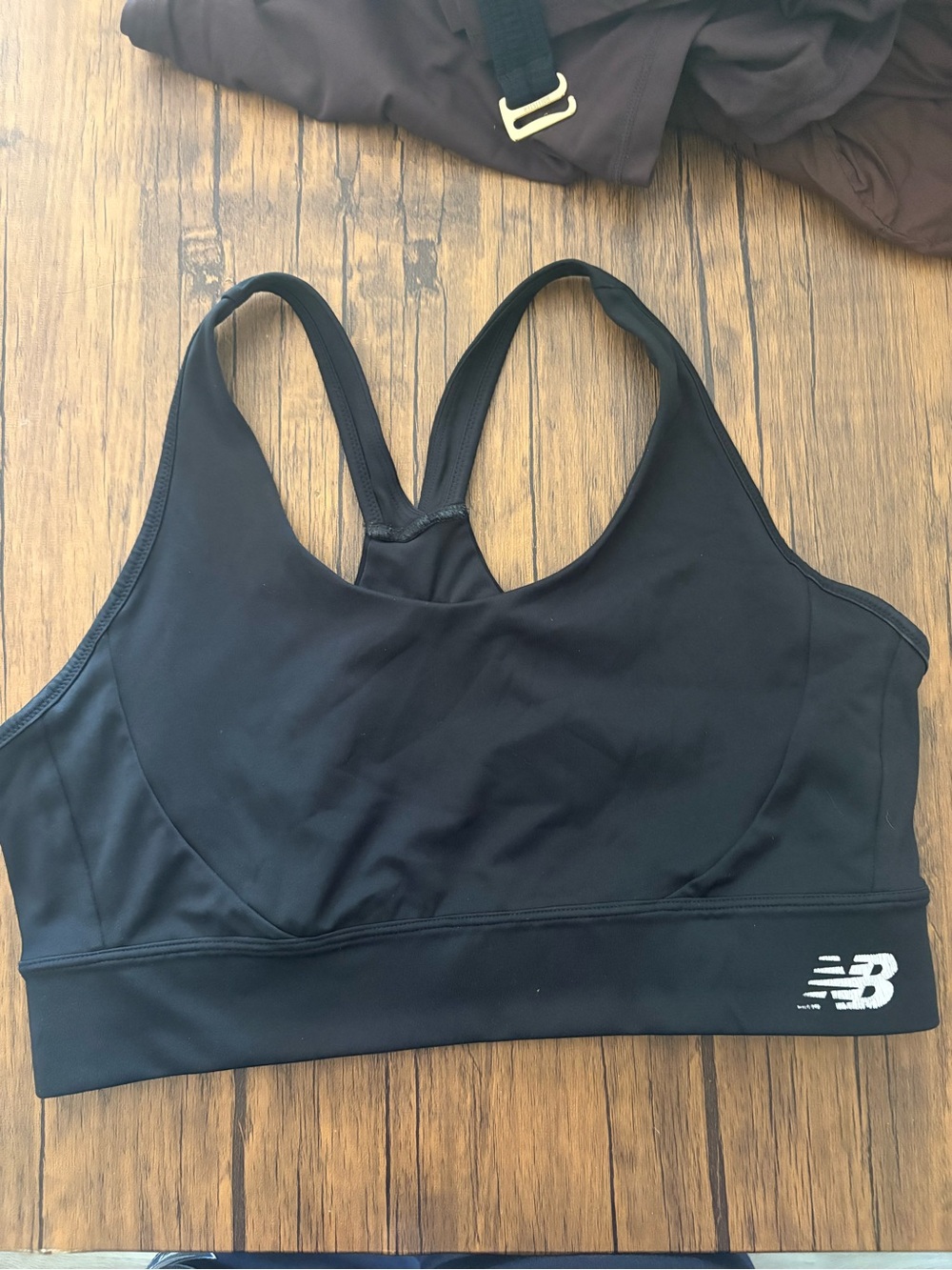 New Balance Black Racerback Support Sports Bra with NB Logo